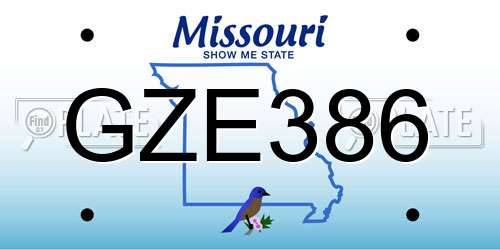 GZE386 Missouri License Plate