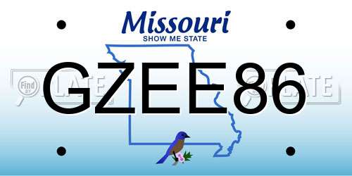 GZEE86 Missouri License Plate