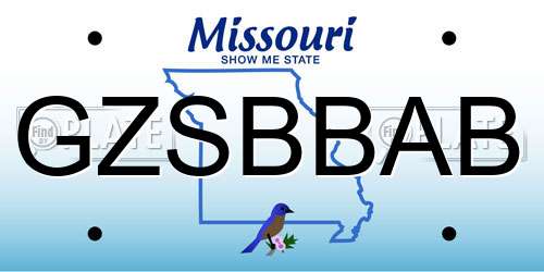GZSBBAB Missouri License Plate