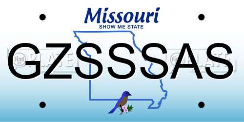 GZSSSAS Missouri License Plate