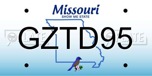 GZTD95 Missouri License Plate