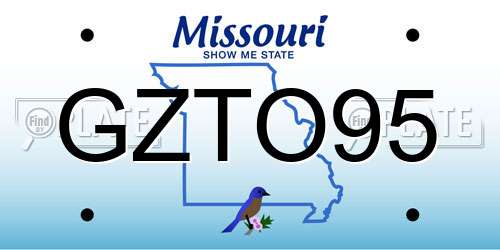 GZTO95 Missouri License Plate