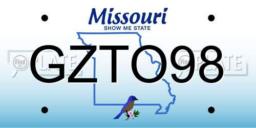 GZTO98 Missouri License Plate