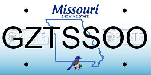 GZTSSOO Missouri License Plate