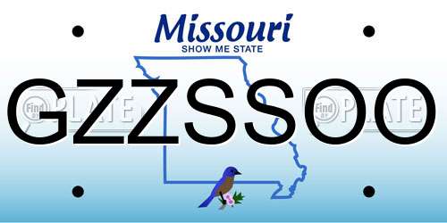 GZZSSOO Missouri License Plate