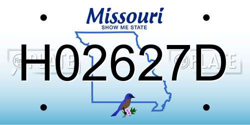 H02627D Missouri License Plate
