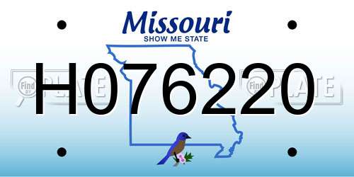 H076220 Missouri License Plate