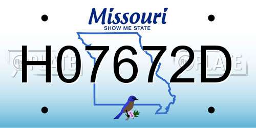 H07672D Missouri License Plate
