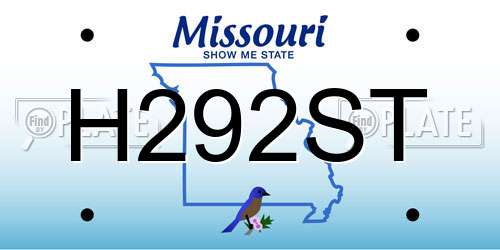 H292ST Missouri License Plate