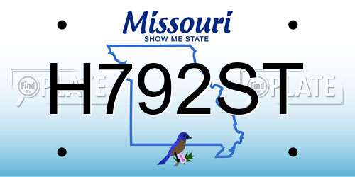 H792ST Missouri License Plate