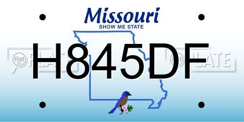 H845DF Missouri License Plate