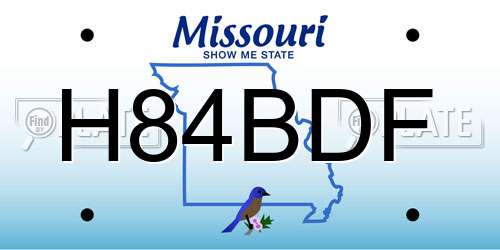 H84BDF Missouri License Plate
