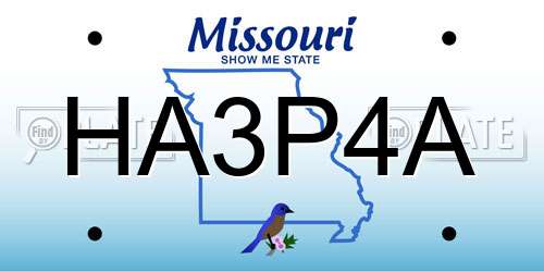 HA3P4A Missouri License Plate