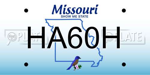 HA60H Missouri License Plate