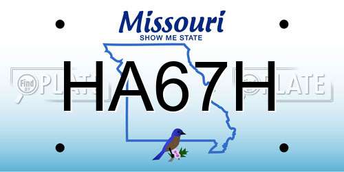 HA67H Missouri License Plate