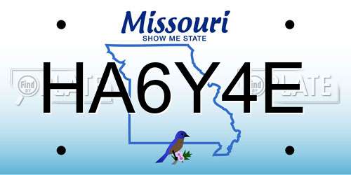 HA6Y4E Missouri License Plate