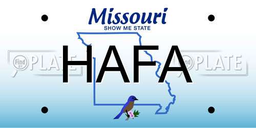 HAFA Missouri License Plate