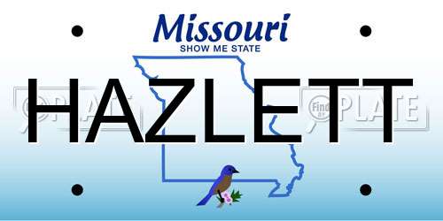 HAZLETT Missouri License Plate
