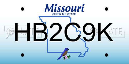HB2C9K Missouri License Plate