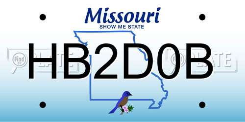 HB2D0B Missouri License Plate