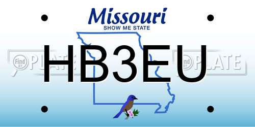 HB3EU Missouri License Plate