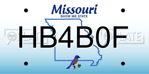 HB4B0F Missouri License Plate