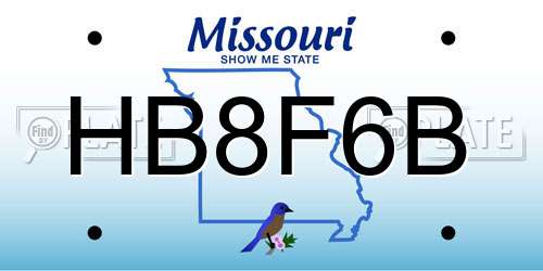 HB8F6B Missouri License Plate