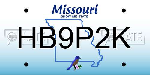 HB9P2K Missouri License Plate