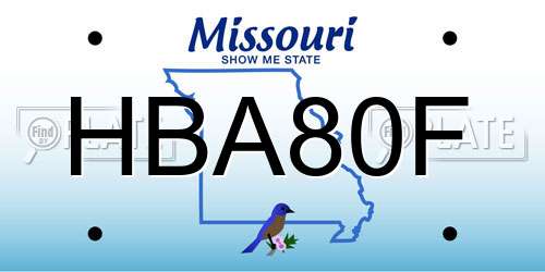 HBA80F Missouri License Plate