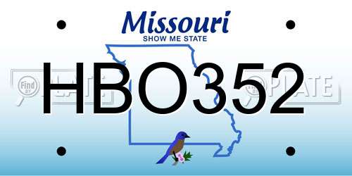HBO352 Missouri License Plate