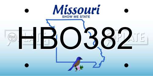 HBO382 Missouri License Plate