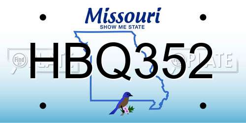 HBQ352 Missouri License Plate