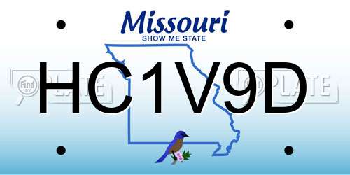 HC1V9D Missouri License Plate