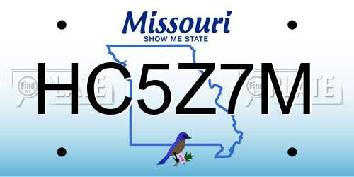 HC5Z7M Missouri License Plate