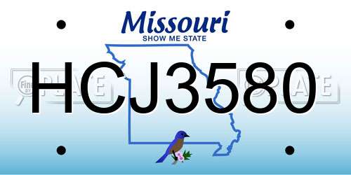 HCJ3580 Missouri License Plate