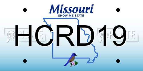HCRD19 Missouri License Plate