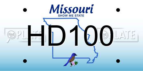 HD100 Missouri License Plate
