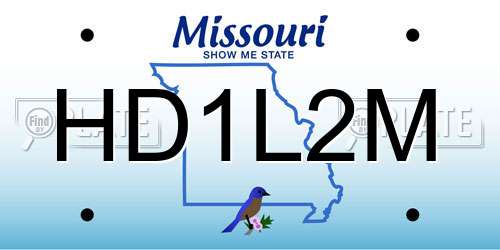 HD1L2M Missouri License Plate
