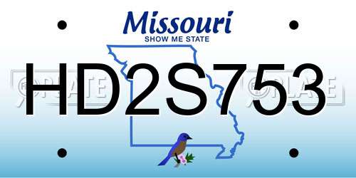 HD2S753 Missouri License Plate