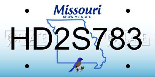 HD2S783 Missouri License Plate