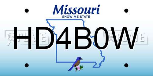 HD4B0W Missouri License Plate