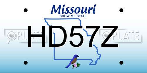 HD57Z Missouri License Plate