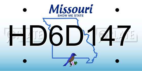 HD6D147 Missouri License Plate