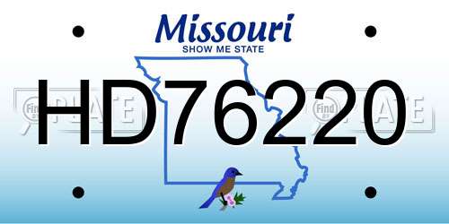 HD76220 Missouri License Plate