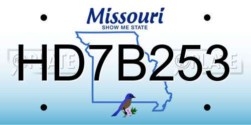HD7B253 Missouri License Plate