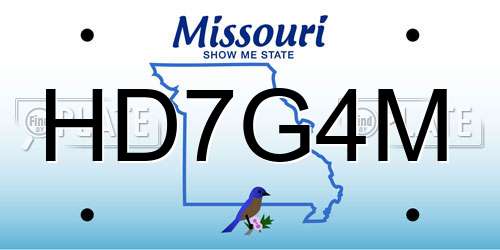 HD7G4M Missouri License Plate