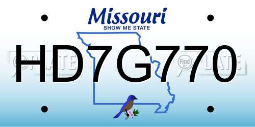 HD7G770 Missouri License Plate
