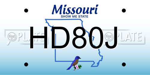HD80J Missouri License Plate