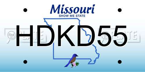 HDKD55 Missouri License Plate