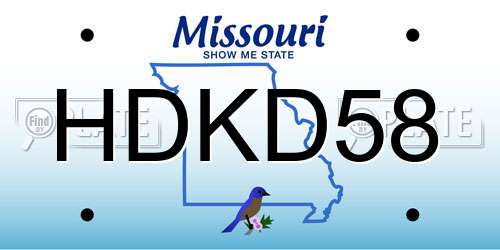 HDKD58 Missouri License Plate